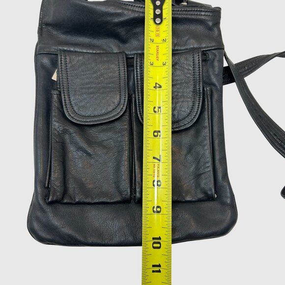 Black Faux Leather Crossbody Sling Bag Travel Utility Chest Pack Messenger Purse - Picture 8 of 8